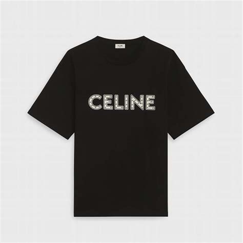 celine loose cotton t-shirt with studs|Celine Loose Cotton T.